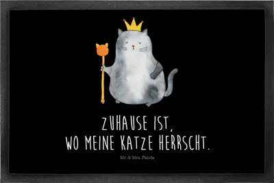 Produktbild von Mr. & Mrs. Panda Fussmatte Katze König 50 x 75 cm - Schwarz - Geschenk, Miau, Herrscher, Cats, fußmatte, Sauberlaufmatte, Schmutzfangmatte, Schuhabstreifer, Katzen, Haha