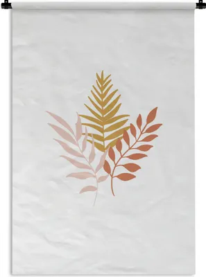 Produktbild von MuchoWow® Wandteppich Wandbehang Blätter - Pastell - Abstrakt - Botanisch 60x90 cm Tapisserie Dekoration Wandtuch - Foto-Teppich - Abwaschbar