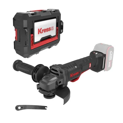 Imagen del producto de Amoladora angular inalámbrica Kress de 20V, de 125 mm, sin batería ni cargador, en caja apilable