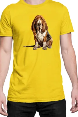 Zdjęcie produktu dla Męska Koszulka Dogs Breeds Basset Hound Dog Breed 006, Man L / Żółty