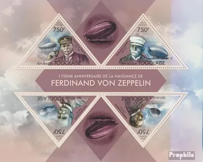 Produktbild von Briefmarken Togo 2013 Mi 5021-5024 Kleinbogen (kompl. Ausgabe) postfrisch Ferdinand von Zeppelin