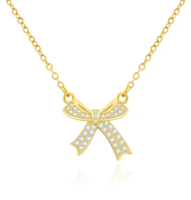 Produktbild von Gilieyer Glänzend Schleife Halskette Anhänger, Kette Damen Gold Silber Schleifen