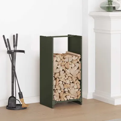 Produktbild von "2026 Aktion"Brennholzregal - elegantes Design - Feuerholzregal/Kaminholzregal - Olivgrün 40x30x80cm Kaltgewalzter Stahl NEU274106 - Kaminholzregale