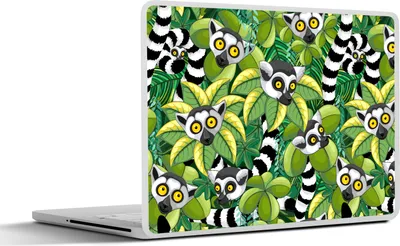 Produktbild von MuchoWow® Laptop Aufkleber Sticker Cover Muster - Dschungel - Ringelschwanzlemur 25x18 cm - Laptop-Deko