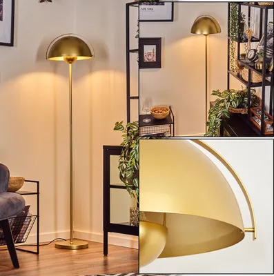 Produktbild von Bagnoli Stehlampe aus Metall in Goldfarben mit Fußschalter