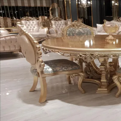 Obrázok produktu pre Jedálenská stolička Stoličky Drevo Luxusná jedáleň Jedálenský textilný štýl Baroque Lehn