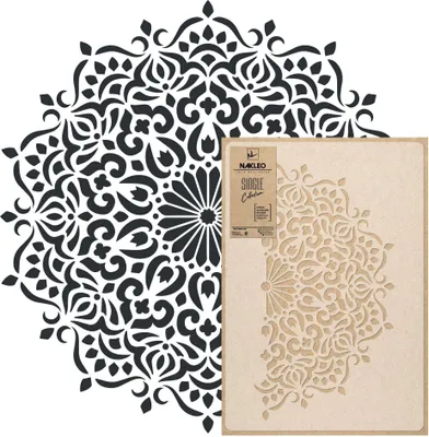 Produktbild von Mandala Große Malschablonen Durchmesser 59 cm, rientalischer Kreis Mandala Geometrisches Ornament, Wiederverwendbare Kunststoff Wandschablone DIY