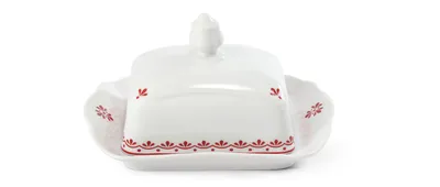 Zdjęcie produktu dla Maselniczka, 250 g, czeska porcelana, Hyggeline, czerwona, Leander