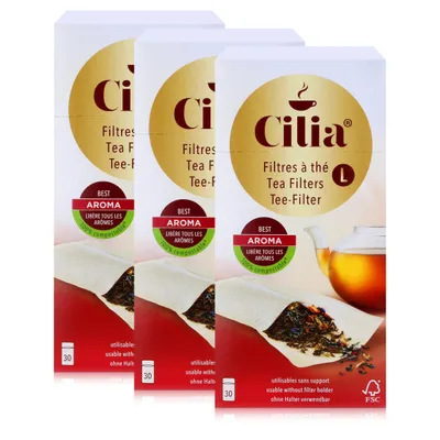 Produktbild von CILIA Teefilter 30 Stk. Grösse L ohne Halter verwendbar (3er Pack)