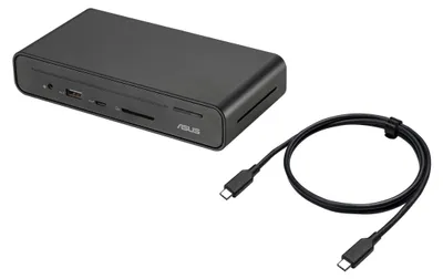 Produktbild von ASUS Triple Display USB-C Dock Duo DC301, Kabelgebunden, 90 W, 1000 Mbit/s, Schwarz, SD, 10 Gbit/s