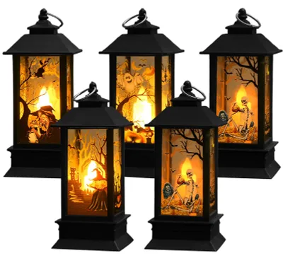 Immagine prodotto di 5 lanterne a forma di zucca decorative per Halloween - con luce LED