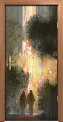 Produktbild von Türposter 90x200 cm Türaufkleber Türtapete Türfolie Klebefolie Paar Spaziergänge im Stadt park Nacht