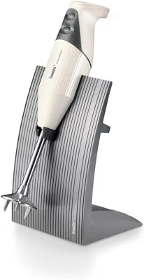 A Bamix immersion blender is displayed on its stand.