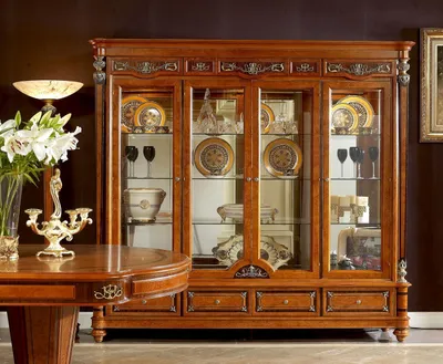 Produktbild von XXL Luxus Schaufenster Vitrine Vitrinen Glas Schrank Barock Rokoko Antik Stil