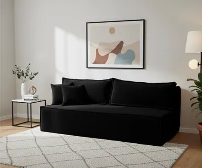 Produktbild von VENASI Schlafsofa mit Schlaffunktion Timo, Schwarz Cordstoff