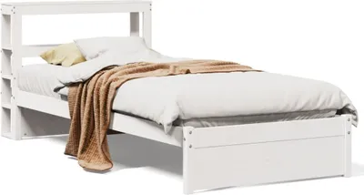 Image de vidaXL Cadre de lit avec tête de lit sans matelas blanc 75x190 cm