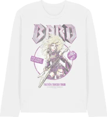 Obrázek produktu pro Dungeons & Dragons – tričko „Bard Glam Rock Tour“ pro muže/ženy, uni, s dlouhým rukávem TV30575 (M) (bílé)