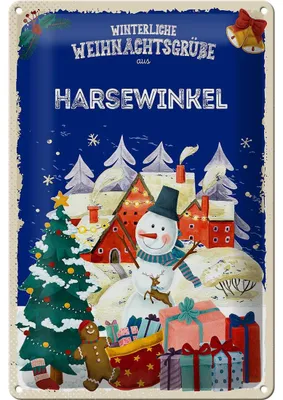 Produktbild von Blechschild Weihnachtsgrüße HARSEWINKEL 20x30cm