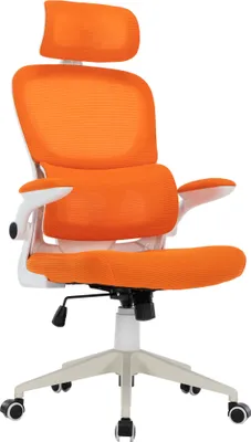A studio shot of an office chair against a white background.