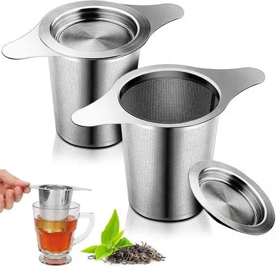 Produktbild von Famanu Teesieb aus Edelstahl - 2 Stück mit Deckel