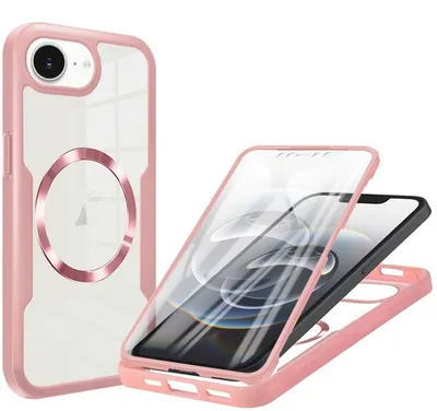 Obrázok produktu pre Puzdro na mobilný telefón Apple iPhone 17e  16e Full Cover 360 stupňov, akrylové hybridné TPU, ružové