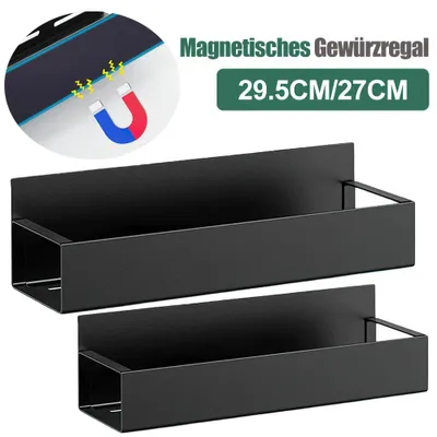 Image de Étagère magnétique pour épices - Lot de 2 - À un niveau - Fixation murale - Métal - Gain de place