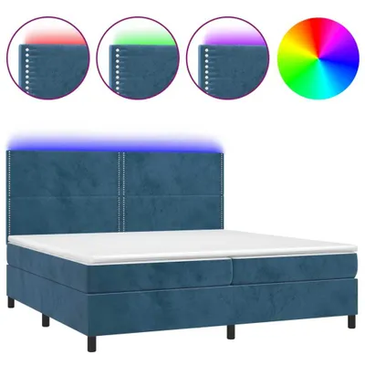 Produktbild von vidaXL Boxspringbett mit Matratze & LED Dunkelblau 200x200 cm Samt
