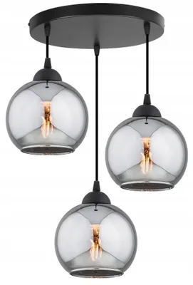 Produktbild von KAR-LIGHTING Pendelleuchte 3-flammig Schwarz, Glas & Metall, höhenverstellbar – runde Optik für Esszimmer, Wohnzimmer, E27