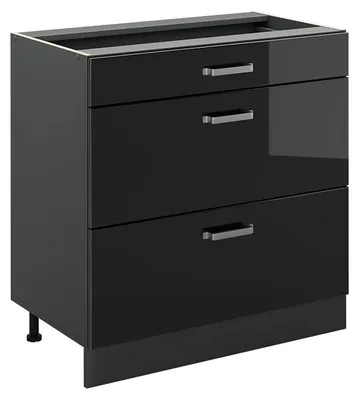 Imagen del producto de Mueble bajo de cocina Vicco R-Line  brillo intenso/Antracita 80 cm con 3 cajones sin encimera, Model 72411