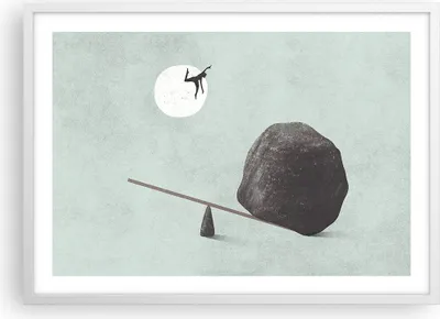 Produktbild von Gerahmtes Poster - Weißer Rahmen - Stein Hebel Physik - 70x50 cm - Wand Bild - Wanddeko - Wandbilder - Kunstposter - Wandposter - Bilderrahmen - Bilder - Kunstdruck - Wanddekoration - P2WAA70x50-4755