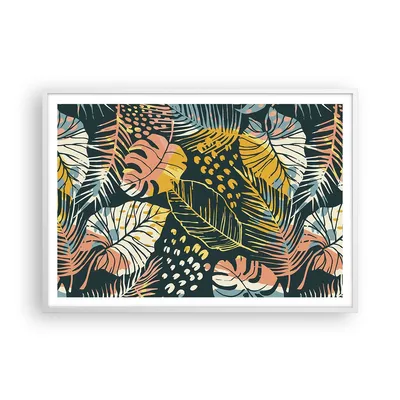 Produktbild von Gerahmtes Poster - Weißer Rahmen - Blätter modern bunt - 100x70 cm - Wand Bild - Wanddeko - Wandbilder - Kunstposter - Wandposter - Bilderrahmen - Bilder - Kunstdruck - P2WAA100x70-4630