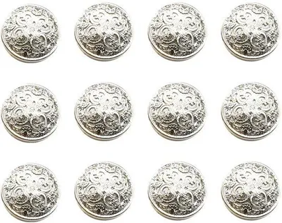 Immagine prodotto di 30 bottoni vintage in metallo con incavo, bottoni per giacche, bottoni per camicie, bottoni rotondi, 25 mm, argento