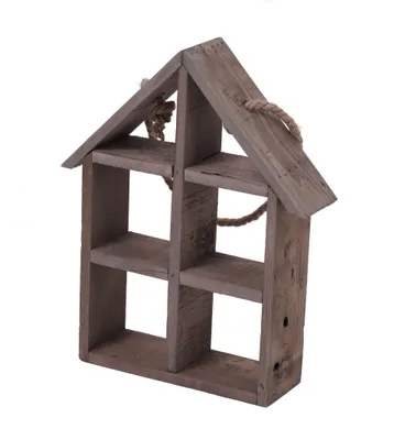 Produktbild von Hängendes Wandregal in Hausform aus altem Holz