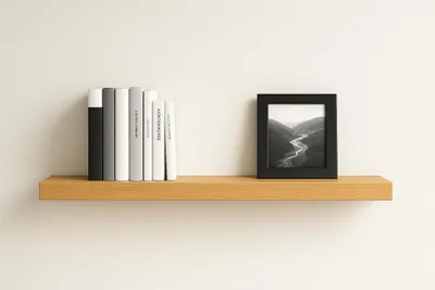 Immagine prodotto di Mensola da parete in rovere, legno massiccio, 60x15x3 cm, design classico