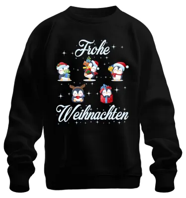 Produktbild von Frohe Weihnachten Pinguine Geschenke - Weihnachten Sweatshirt Pullover, Schwarz, S