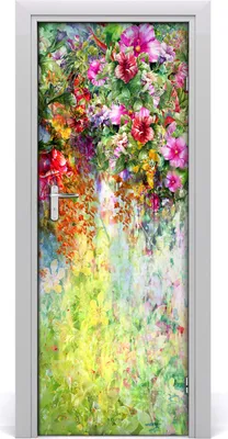 Produktbild von Tulup Türaufkleber 75x205 cm Dekorative Aufkleber Selbstklebend Wasserdichte Tapete Abnehmbar Schlafzimmer Wohnzimmer Wohnkultur - Wandaufkleber Aufkleber bunten Blumen