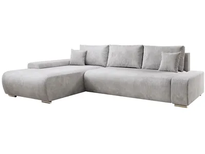 Produktbild von Juskys Sofa Iseo Links - L Form, Schlaffunktion, Stoff, modern & bequem - Couch Hellgrau