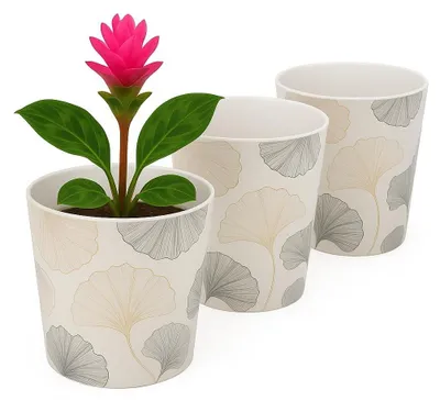 Image de Lot de 3 pots de fleurs pour intérieur et extérieur, avec des motifs colorés