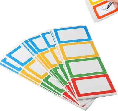 Productafbeelding van Zelfklevende etiketten voor school - Kleurrijke, zelfklevende labels voor kinderen - 200 stuks - Labels met tekst voor schoolbenodigdheden - Zelfklevende etiketten voor labels - Zelfklevende labels voor schoolgebruik
