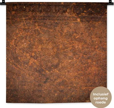 Produktbild von MuchoWow® Wandteppich Wandbehang Leder - Textur - Braun - Orange 60x60 cm Tapisserie Dekoration Wandtuch - Dekorationen - Wand Decke