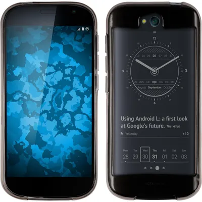 Produktbild von PhoneNatic Case kompatibel mit Yota Yotaphone 2 - grau Silikon Hülle transparent + 2 Schutzfolien