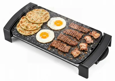 Produktbild von KOMFOTTEU Elektrogrill, 2150 W elektrische Grillplatte mit 2 Grillflächen