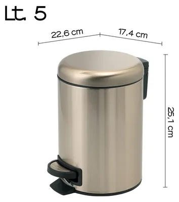 Zdjęcie produktu dla Pojemnik na odpady POTTY 5l, miękkie zamknięcie, złoty mat
