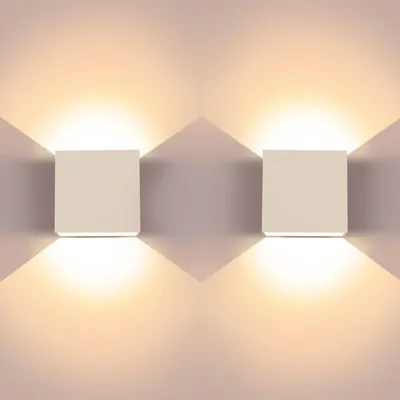 LED Wandlampen 2er-Pack, 6W 3000K, Aluminium, Auf- und Ablicht, Warmweiß