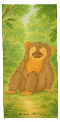 Produktbild von Mr. & Mrs. Panda sporthandtuch Affe Design - Sandig - Geschenk, Strandtuch, Selbstliebe, Respekt, Badhandtuch, Liebe, Afrika, Handtuch, Affen, Selbstachtung, Badehandtuch