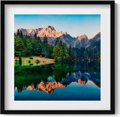 Produktbild von Seelandschaft– Wandbild mit Rahmen – Gerahmtes Bild  – Wanddekoration – 50x50 cm –  Schwarz Rahmen
