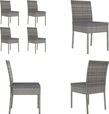 Produktbild von vidaXL Garten Essstühle 4 Stk. Poly Rattan Grau - Essstuhl - Essstühle - Gartenstuhl - Gartenstühle