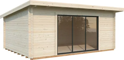 Produktbild von Palmako Gartenhaus Lea 19,4 m² mit Schiebetür - 44 mm Transparent tauchgrundiert