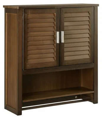 Produktbild von 3 tlg Badschrank Set LAMELL, Waschbeckenunterschrank, Hängeschrank, Badezimmerschrank, Waschbeckenschrank, Bambus, braun