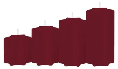 Produktbild von 4er Set Sternkerzen abgestuft Bordeaux Ø 60 mm